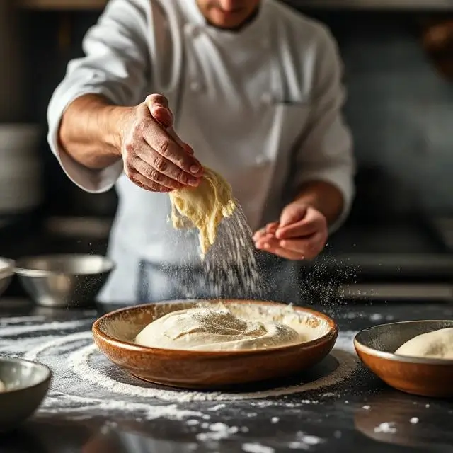 Chef tossing dough