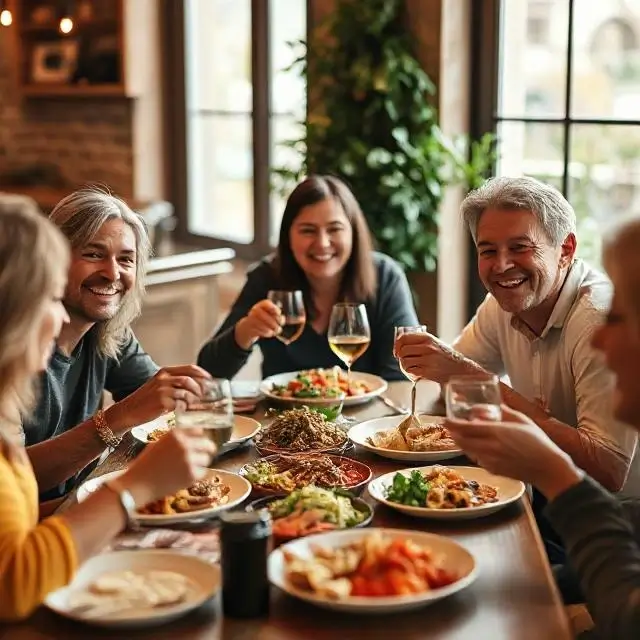 Happy people sharing a meal