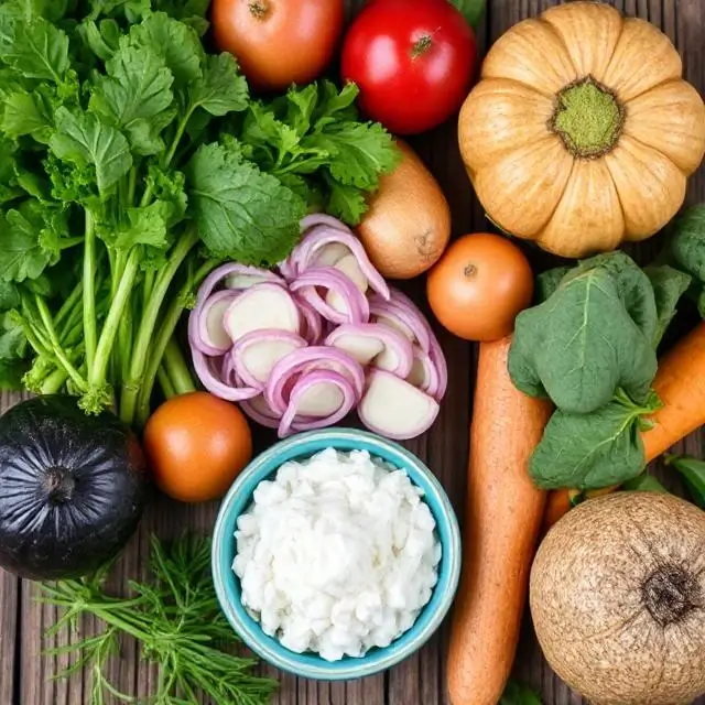 Vegan ingredients like vegetables