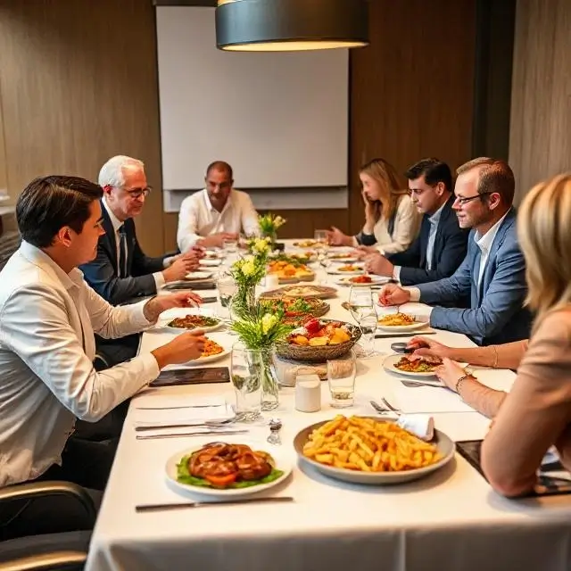 Corporate meeting with food