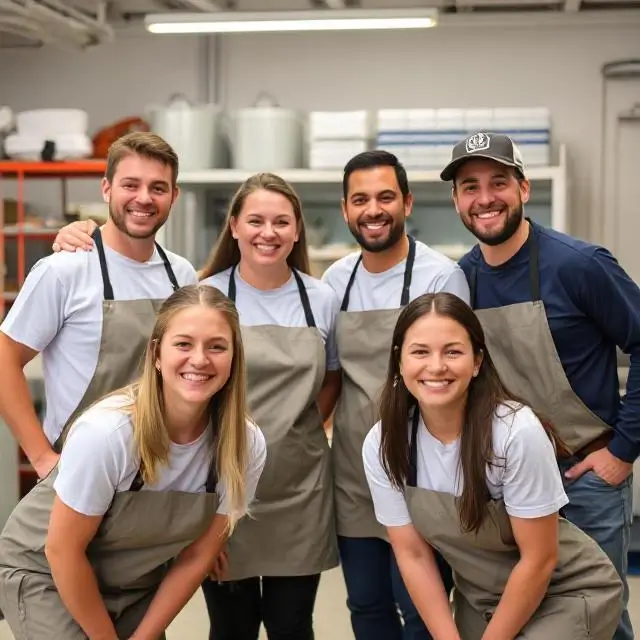 Happy team members posing for a photo