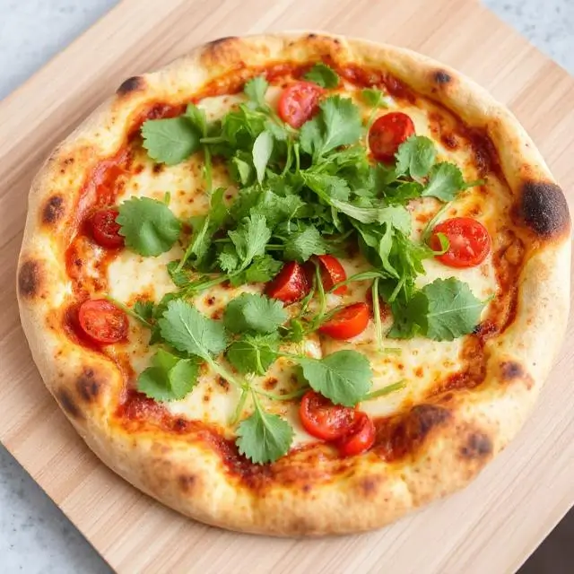 Pizza with fresh greens