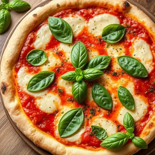 Margherita pizza with fresh basil