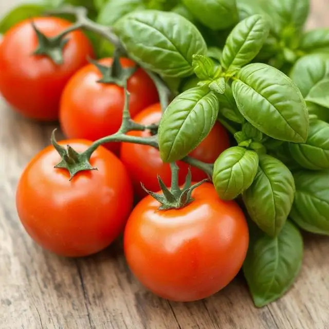 Fresh tomatoes and basil
